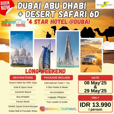 DUBAI ABU DHABI + DESERT SAFARI 6D LONG WEEKEND